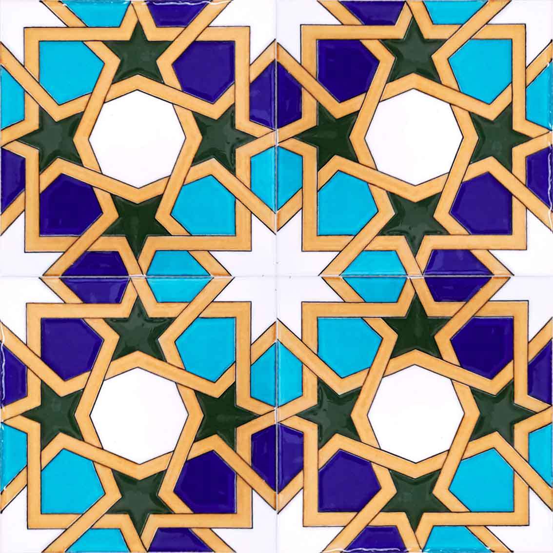 20x20 cm Çini Karo D-99 Yıldız Geçme